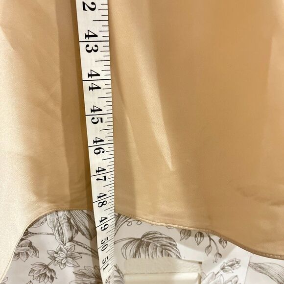 Banana Republic Beige Champagne Satin Midi Sleeveless Cocktail Party Dress Sz 12 - Picture 14 of 15